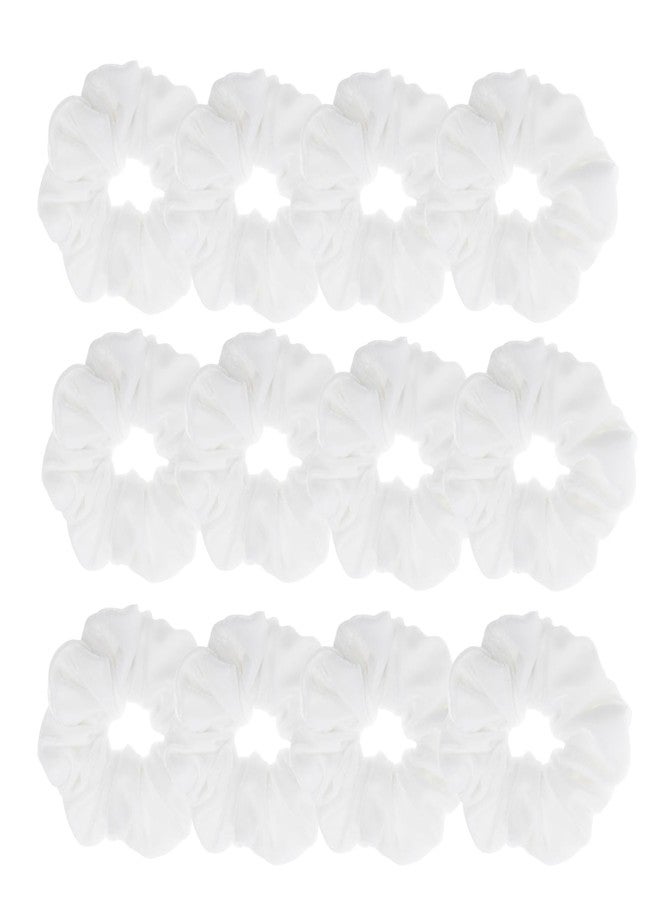 PIDOUDOU 12 Pcs Large Velvet Scrunchies for Thick Long Hair Scrunchies Hair Ties Women Girls Hair Ponytail Holder (White) - Image 1