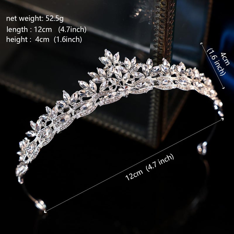 FORSEVEN Silver Crystal Princess Queen Tiara - Bride Rhinestone Crowns Headband for Women Wedding Birthday Halloween Prom Pageant Party Coming of Age Ceremony Photo Props (HG1233-Silver White) - Image 5