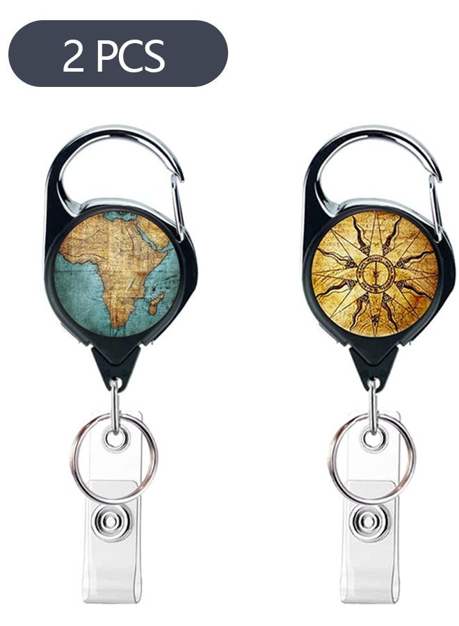 Ant 2-Piece Heavy Duty Retractable Badge Holder Reel, Metal Carabiner Keychain with Belt Clips and Key Ring for ID Card Name Holder Keychain  - Image 1