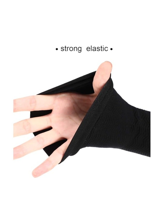 4 Pairs Slimming Arm Sleeves Arm Elastic Compression Arm Shapers Sport Arm Shapers for Women Girls (Black and Nude Color) - Image 3