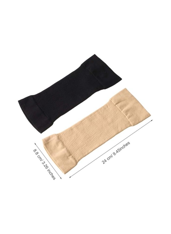 4 Pairs Slimming Arm Sleeves Arm Elastic Compression Arm Shapers Sport Arm Shapers for Women Girls (Black and Nude Color) - Image 5