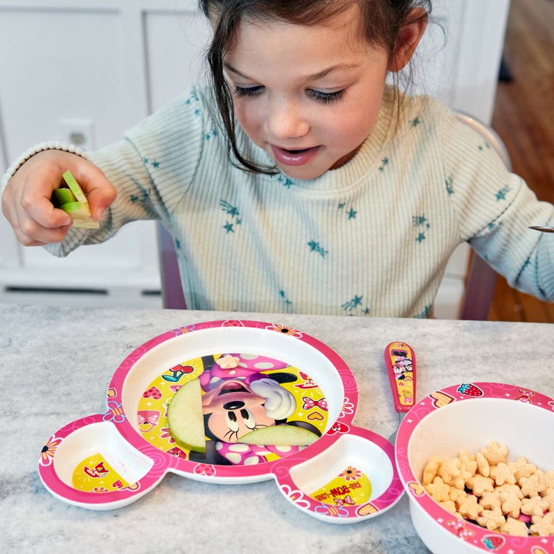 The First Years Disney Minnie Mouse Dinnerware Set - Toddler Plates and Toddler Utensils- 4 Piece Set - Image 3