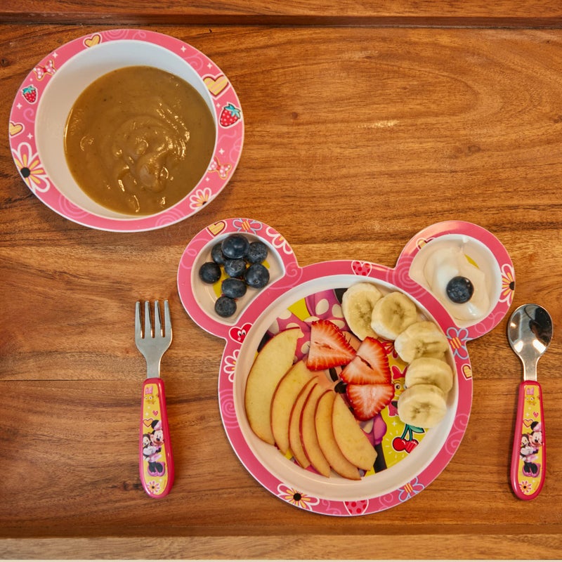 The First Years Disney Minnie Mouse Dinnerware Set - Toddler Plates and Toddler Utensils- 4 Piece Set - Image 2