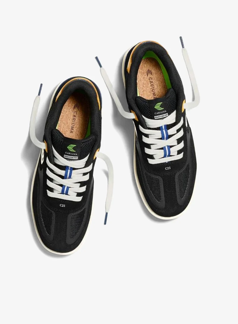 Cariuma  SKATEGOAT C25 PRO Black Suede and Mesh Ivory Logo Yellow Sneaker  | Best Price UAE