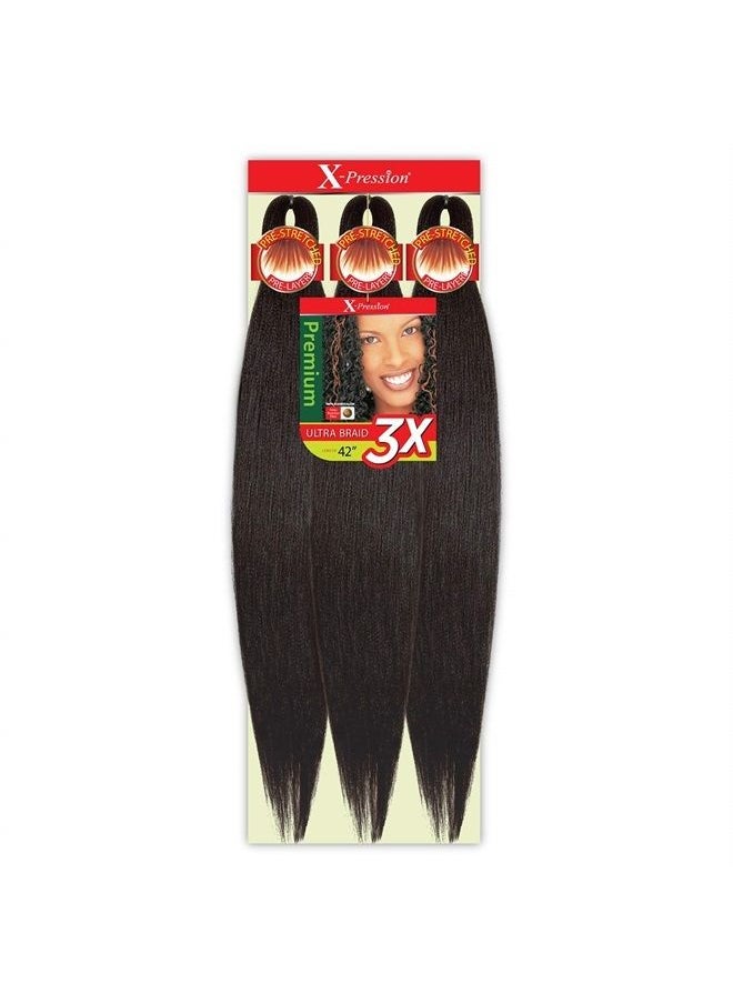 x-pression MULTI PACK DEALS! Outre Braids X-Pression Kanekaion 3X Pre Stretched Braid 42" (3-PACK, 1B)  - Image 1