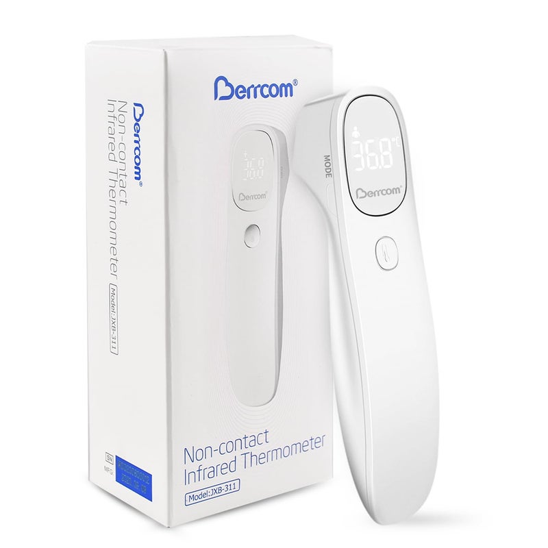 Berrcom Non Contact Infrared Thermometer Digital Forehead Thermometer for Adults and Kids Temperature Thermometer 3 in 1 with Fever Alert Touchless Baby Thermometer Large LED Display - Image 1