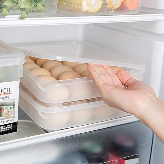 Stackable Egg Holder 24 Grid Egg Container for Fridge BPAFree Plastic Egg Storage Box with Lid SpaceSaving Refrigerator Organizer  - Image 4