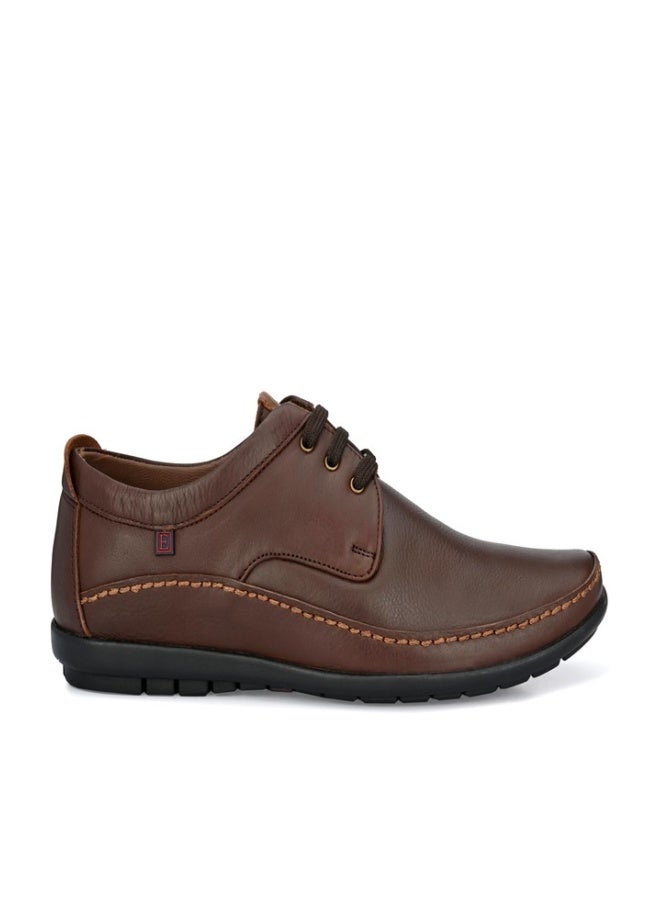 egoss Derby Formal Shoes for Men | Genuine Leather | Stretch Fit | Comfortable & Stylish | Ideal for Office & Business Wear – GS-247 | Brown, 8 - Image 1
