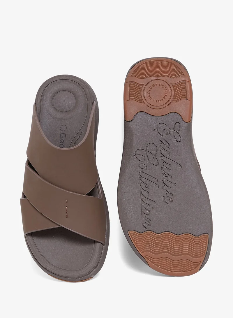 Geoomnii Brown Comfort Arabic Sandals for Men – Classic Slip-On Open Toe Sandals with Cushioned Footbed for Daily Wear for Men | Best Price UAE