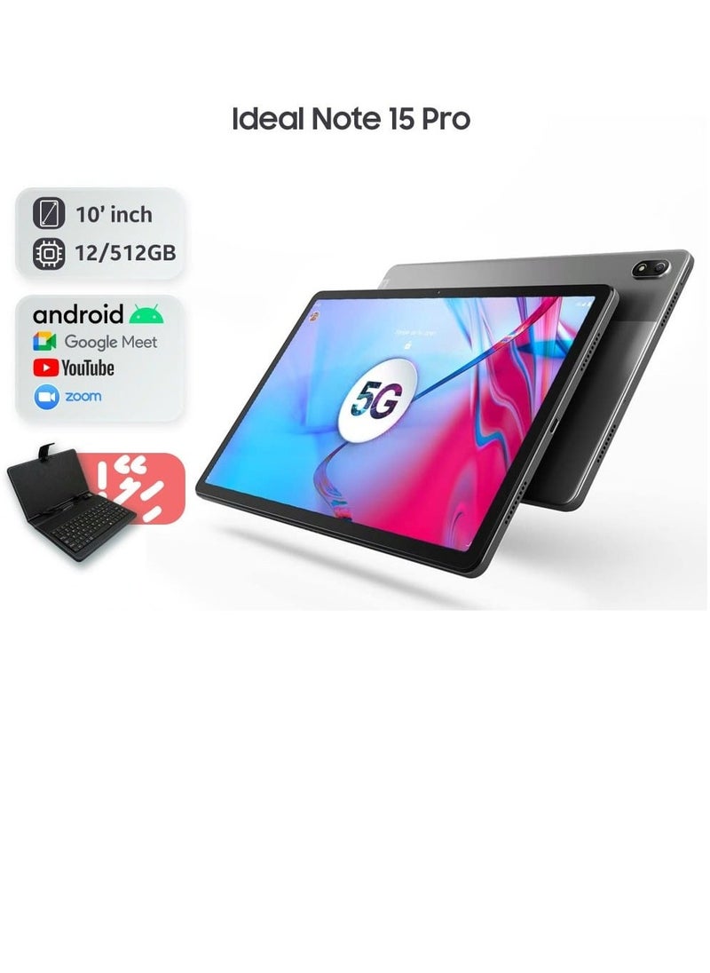 Ideal - Note 15 Pro 5G Wi-Fi Android Tablet 10.1 Inch 8GB RAM 512GB Large Capacity Battery Wireless Keyboard - Image 1