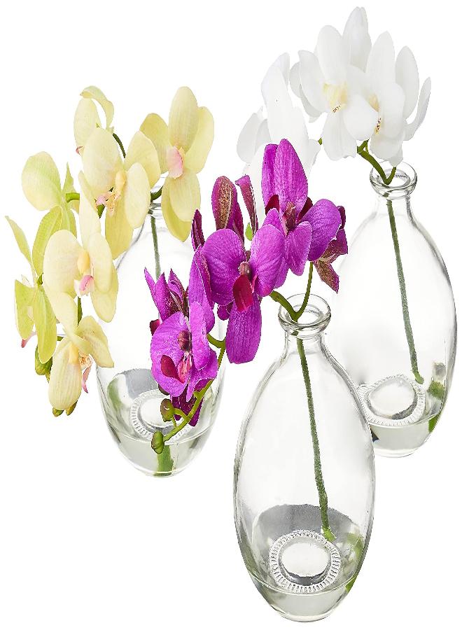 Nearly Natural Nearly Natural 4208-S3 9" Phalaenopsis Orchid Artificial Arrangement in Vase (Set of 3) 9" Phalaenopsis Orchid Arrangement in Vase, Multi/Color  - Image 2