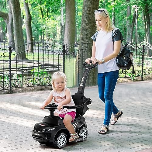 OLAKIDS 4 in 1 Ride on Push Car Toddlers Stroller Sliding Walking with Horn Music Lights Removable Guardrails and Handle Underneath Storage FoottoFloor Walker for Boys Girls Dark - Image 5