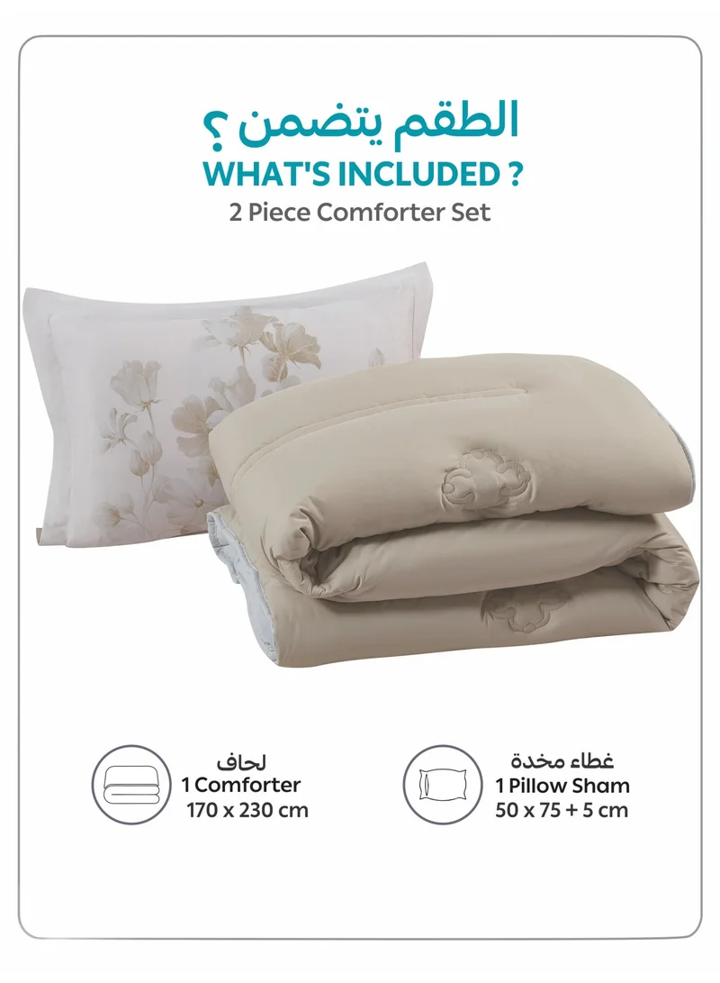 Donetella SINGLE - 2Pcs Bedding Comforter Set, Single Size 170x230 cm - 2-Pcs Digital Print Quilted Bed Set, Microfiber Fabric - 1 Comforter And  1 Pillow Sham  | Best Price UAE