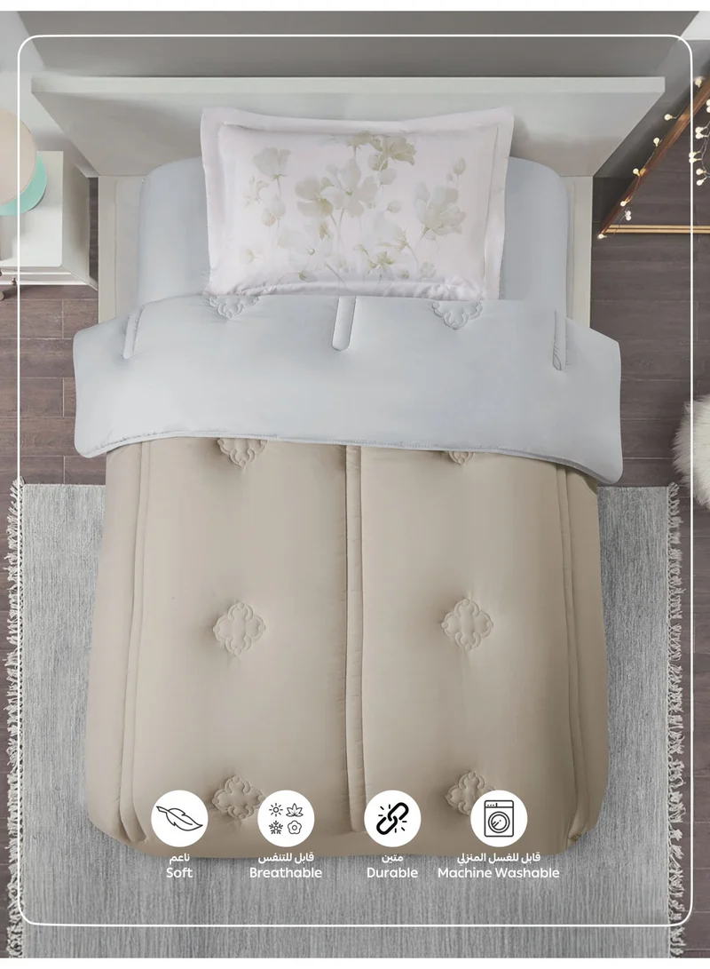 Donetella SINGLE - 2Pcs Bedding Comforter Set, Single Size 170x230 cm - 2-Pcs Digital Print Quilted Bed Set, Microfiber Fabric - 1 Comforter And  1 Pillow Sham  | Best Price UAE