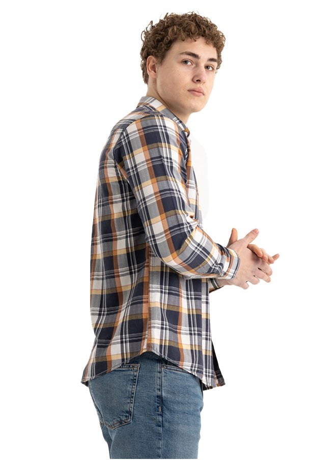 clever - Shirt Men's, Stylish, Oxford Cotton , GREY , Multicolor - Image 1