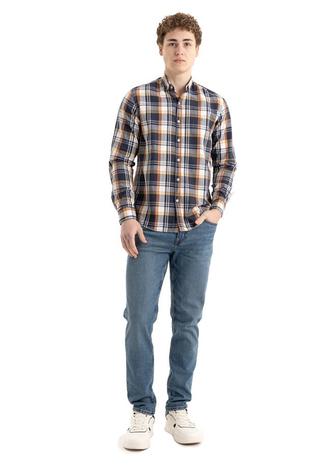 clever - Shirt Men's, Stylish, Oxford Cotton , GREY , Multicolor - Image 1