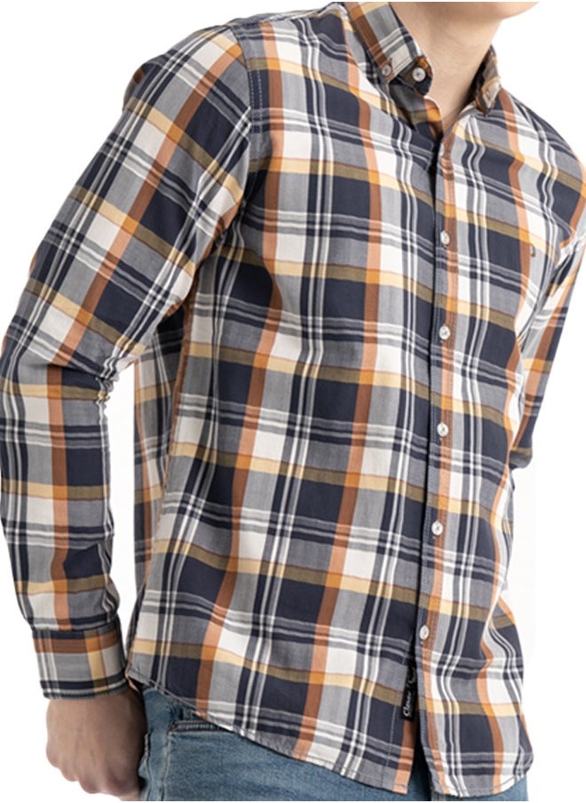 clever - Shirt Men's, Stylish, Oxford Cotton , GREY , Multicolor - Image 1