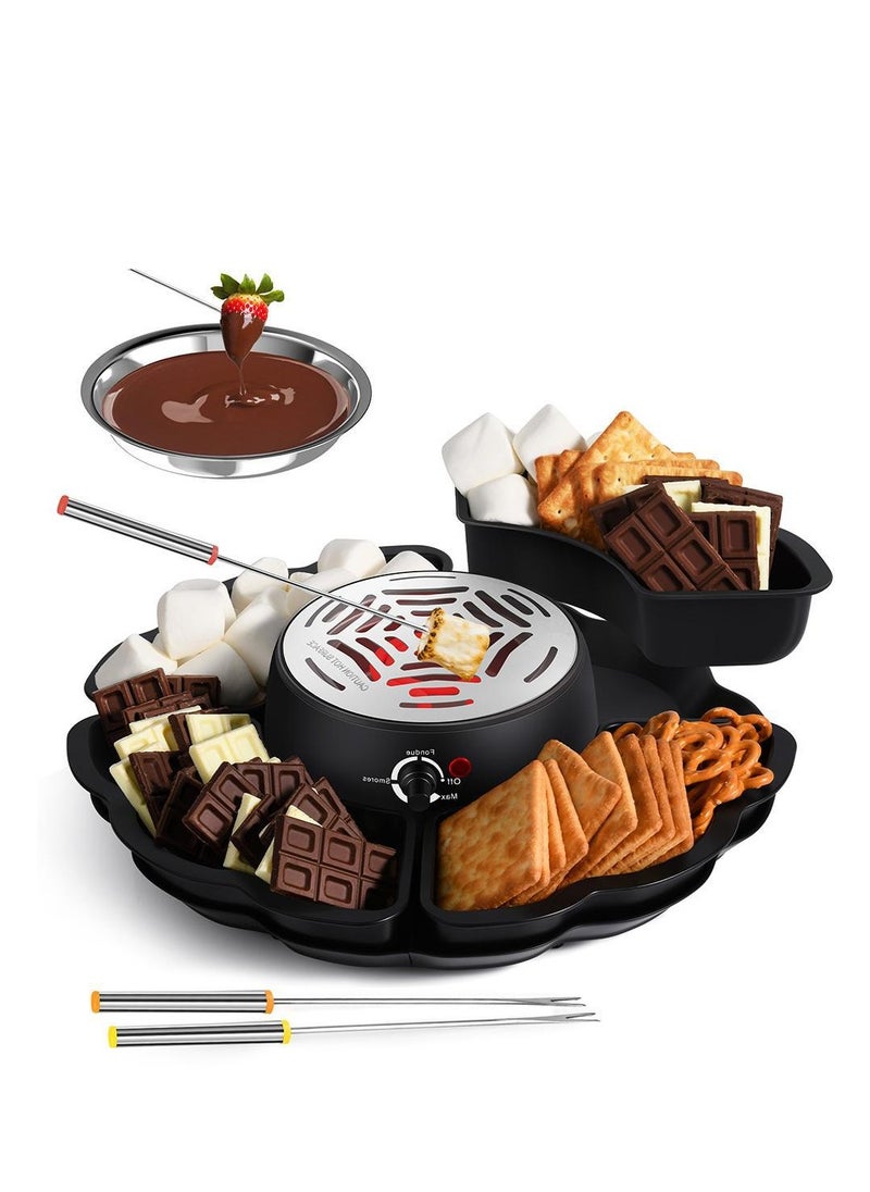Generic Chocolate Cheese Melter & Marshmallow Roaster + Electric Hot Pot Combo Set - Black, Perfect for Parties  - Image 1