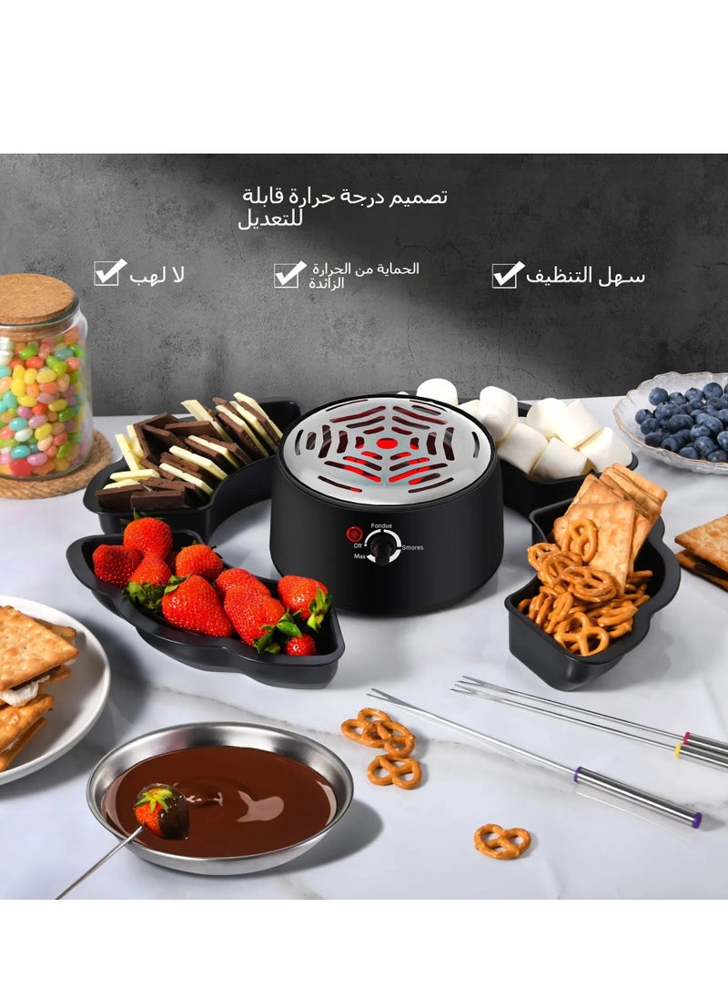 Generic Chocolate Cheese Melter & Marshmallow Roaster + Electric Hot Pot Combo Set - Black, Perfect for Parties  - Image 2