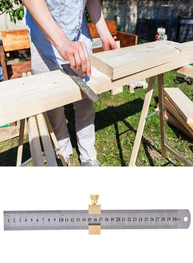 Wixine Steel Ruler Positioning Tool - Woodworking Line Locator, Fixed Block Straight Rule - Image 4