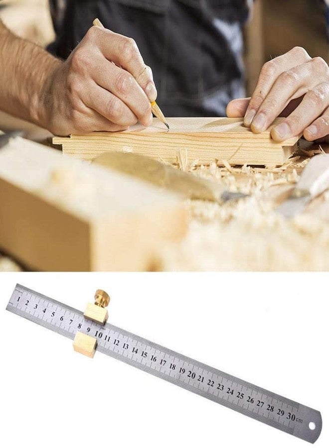 Wixine Steel Ruler Positioning Tool - Woodworking Line Locator, Fixed Block Straight Rule - Image 2