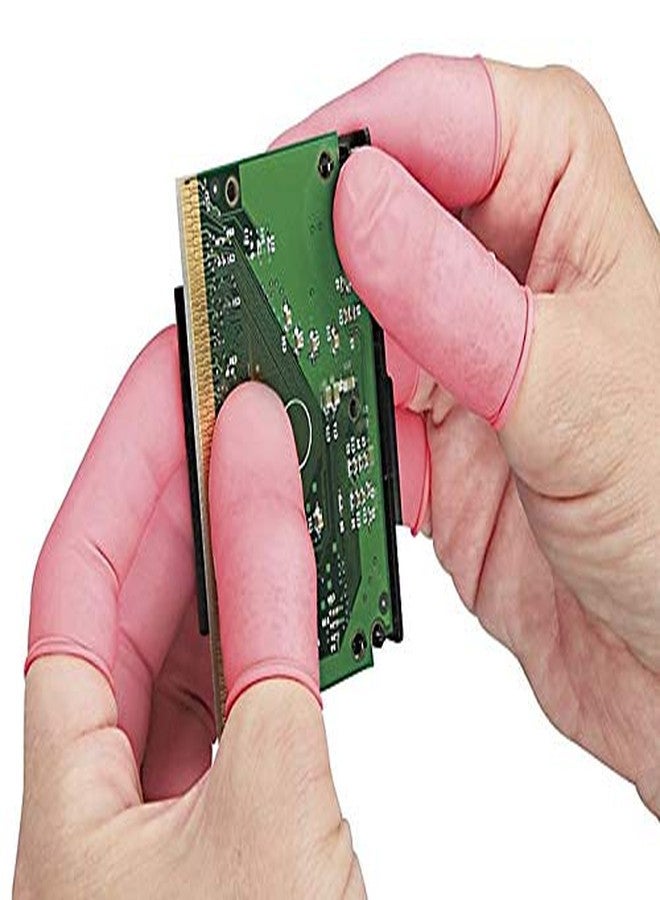 SCHOFIC [PACK OF 50] ANTI-STATIC ESD SAFE CHLORINATED DISPOSABLE LATEX FINGER COTS [REUSABLE RUBBER FINGERTIPS] 4 MIL THICK - PINK - Image 2