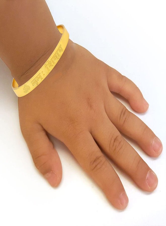DULCI Brass Gold Plated Om Namah Shivaya Engraving Kada Bangle for Children Kids Jewellery - Image 4