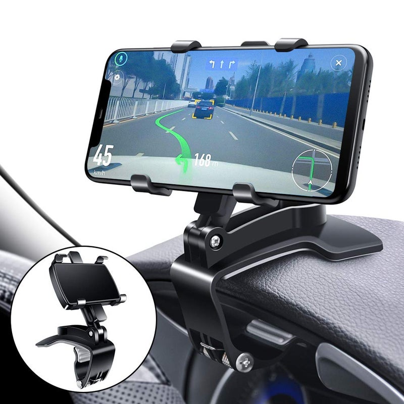 FONKEN Car Phone Mount, 360 Degree Rotation Dashboard Clip Mount, Compatible with iPhone 11/12 Pro Max XS Max XR 8 8Plus 7 Samsung Galaxy S10 S9 S8 LG and More - Image 1