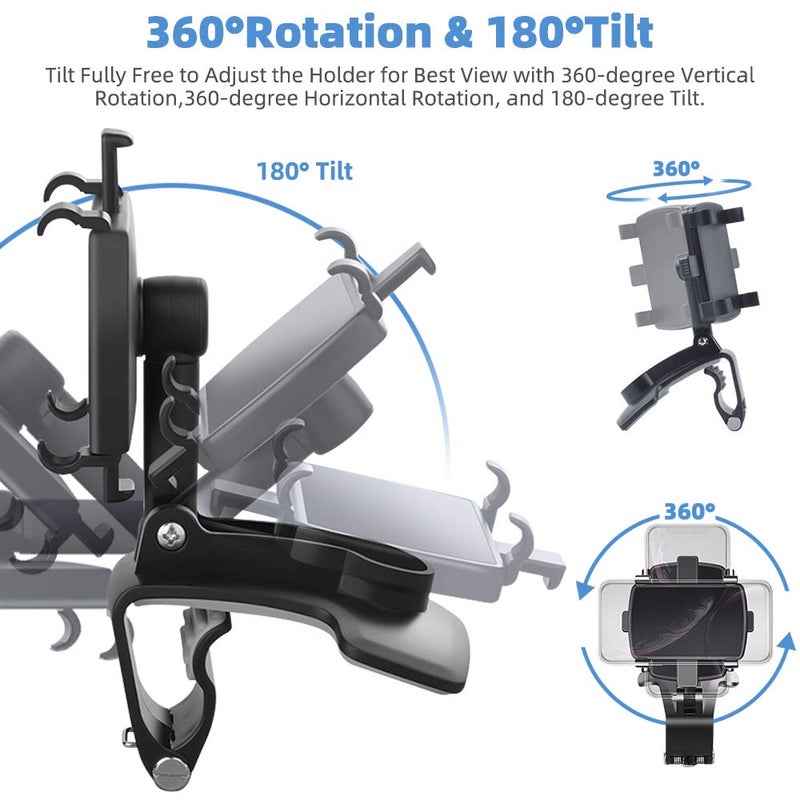 FONKEN Car Phone Mount, 360 Degree Rotation Dashboard Clip Mount, Compatible with iPhone 11/12 Pro Max XS Max XR 8 8Plus 7 Samsung Galaxy S10 S9 S8 LG and More - Image 3