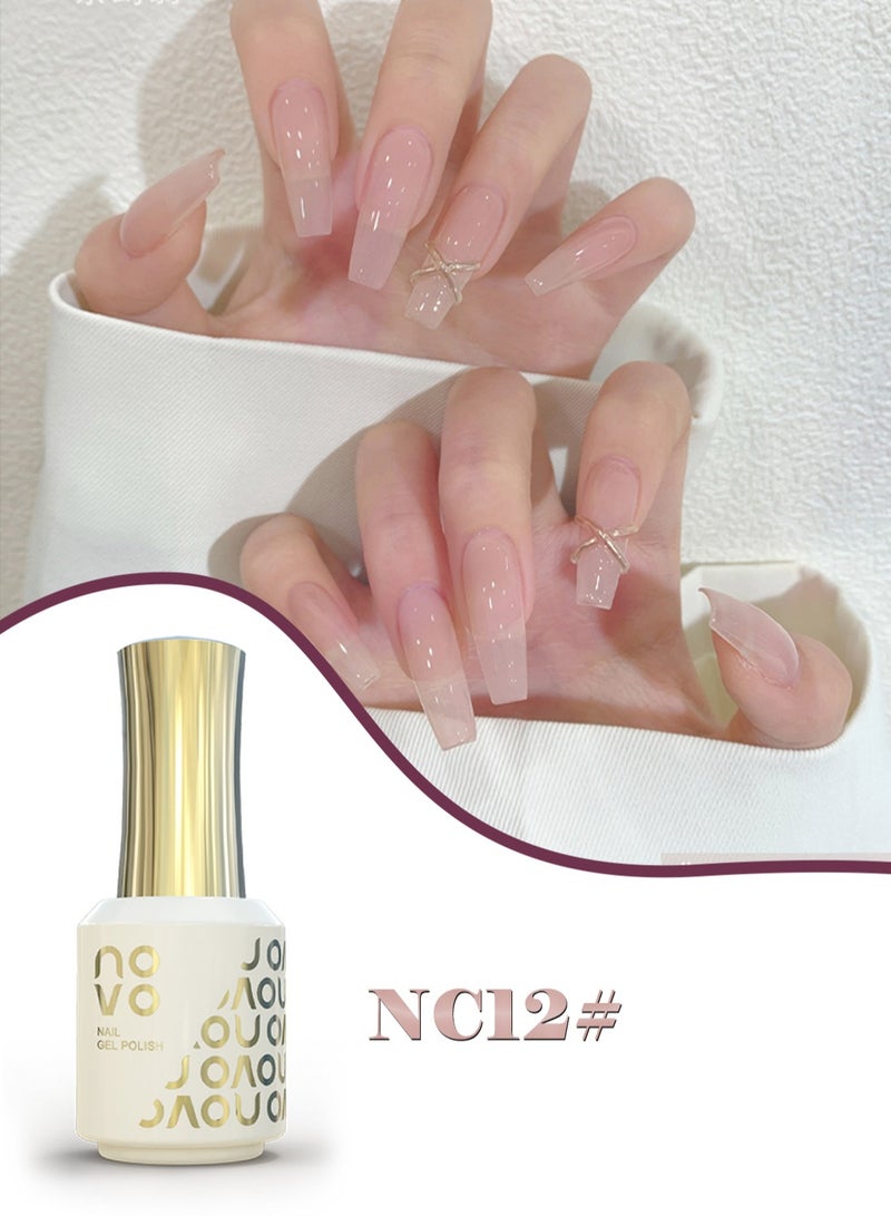 نوفو طلاء أظافر جل، أظافر جل شفاف، سريع الجفاف بالأشعة فوق البنفسجية ومصباح LED، طلاء جل يدوم طويلاً لعمل مانيكير بنفسك، فن الأظافر في المنزل أو الصالون 12 مل-NC12# - Image 2