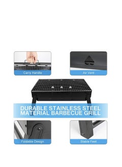 MARKQ Barbecue Grill, Portable Foldable Charcoal BBQ Grill for Outdoor Cooking Grilling Picnics Hiking Tailgating Backpacking Camping Grill 44.3 x 31 x 7 cm  - Image 3
