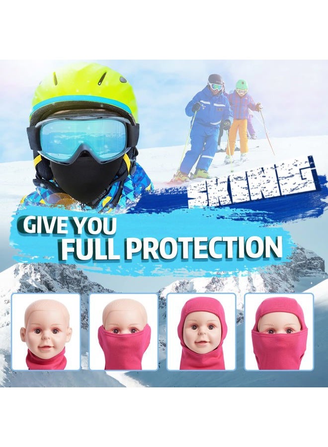 KOOLSOLY Kids Balaclava Face Mask, Winter Hat Face Warmer for Cold Weather Ski Mask for Boys Girls, Black+rose Red, One Size - Image 3