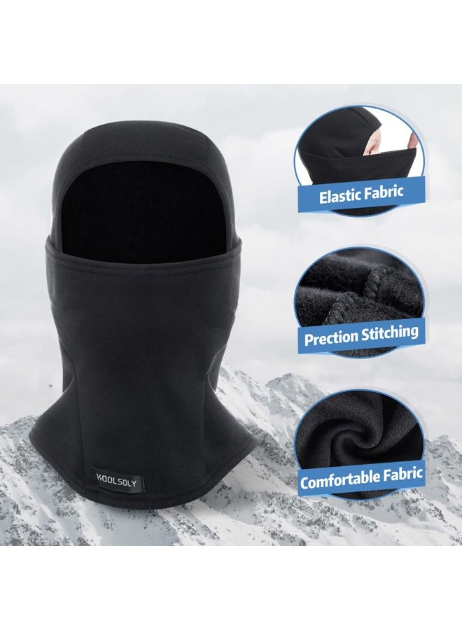 KOOLSOLY Kids Balaclava Face Mask, Winter Hat Face Warmer for Cold Weather Ski Mask for Boys Girls, Black+rose Red, One Size - Image 4