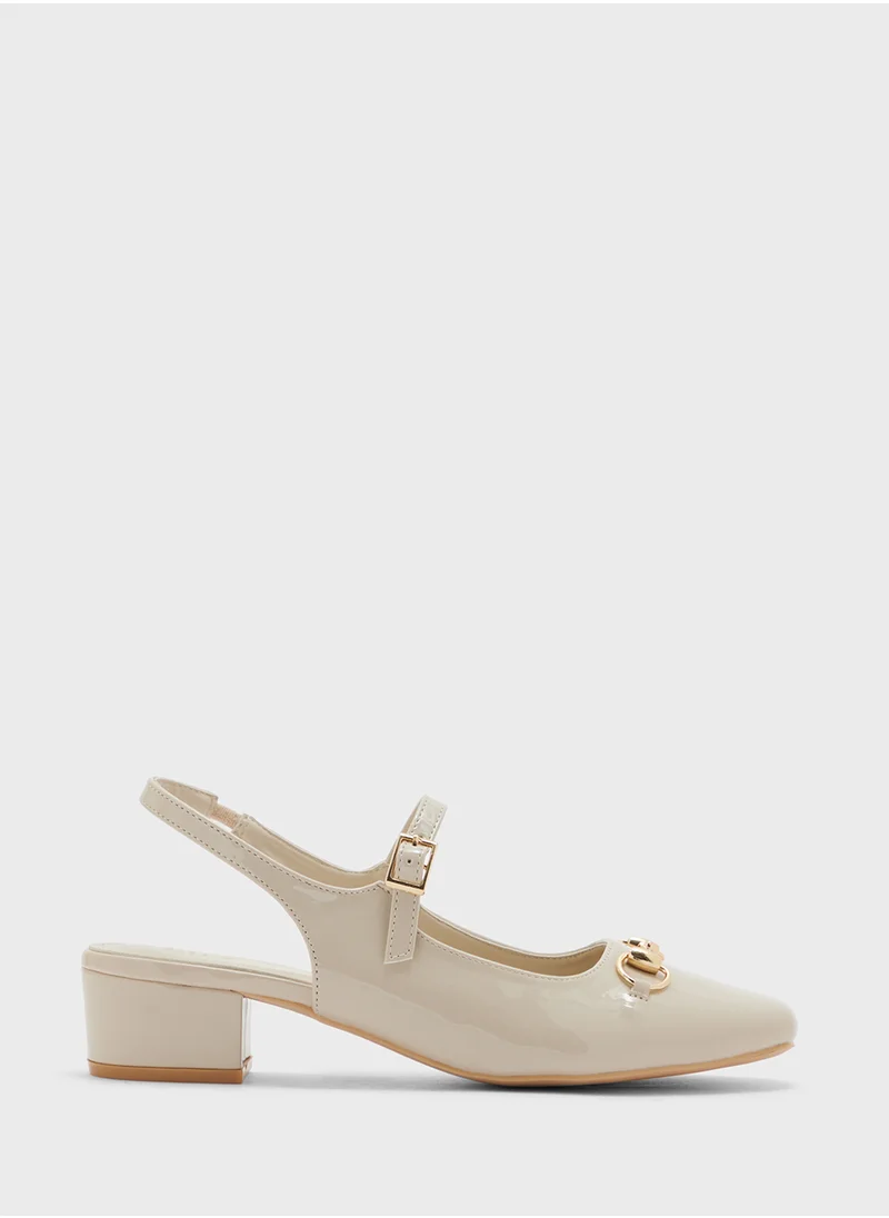 ELLA Horse Bit Buckle Mary Jane Sling Back Pump