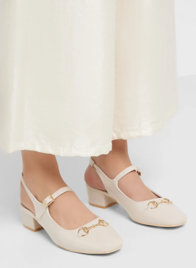 ELLA Horse Bit Buckle Mary Jane Sling Back Pump