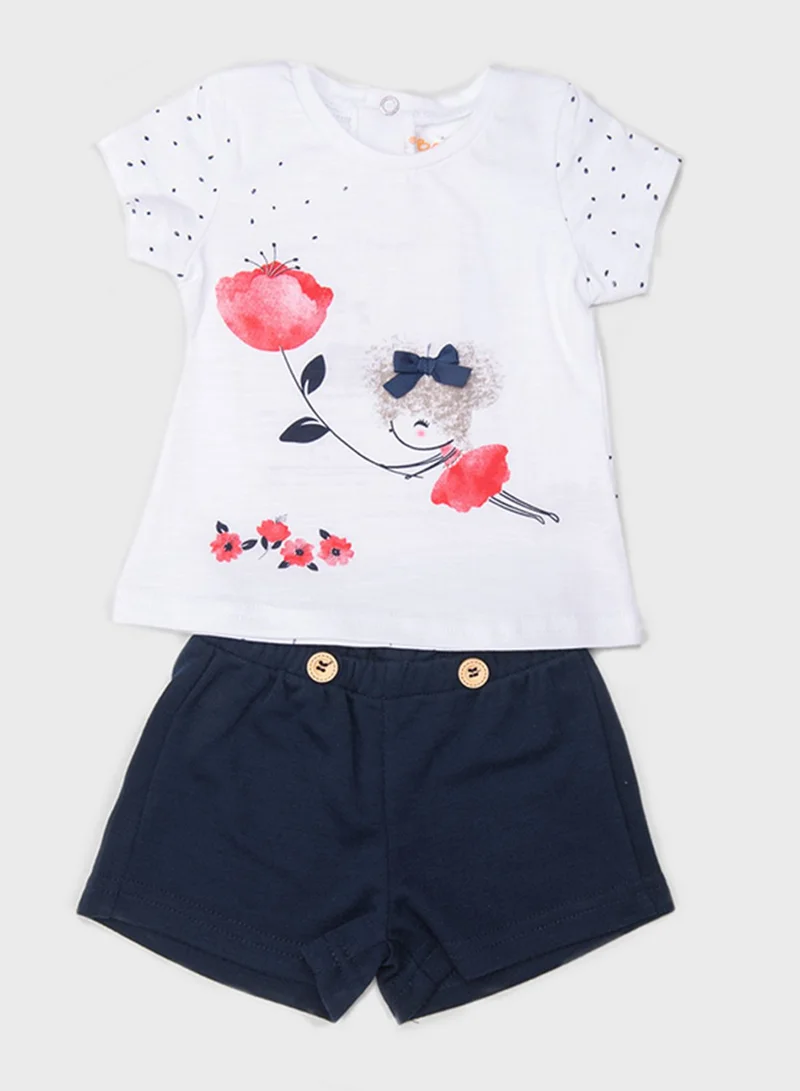 Babybol Kids Graphic Top + Shorts Set