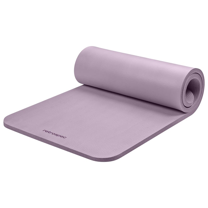 Retrospec Solana Yoga Mat 1" Thick with Nylon Strap for Men & Women - Non Slip Exercise Mat for Home Yoga, Pilates, Stretching, Floor & Fitness Workouts, Violet Haze - Image 1