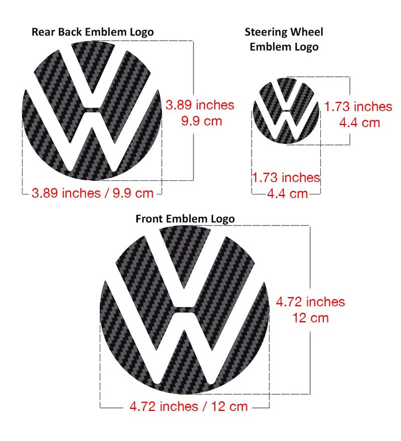 IPG Decal Made for Volkswagen 2021 Passat Polo Tiguan Golf Rear/Front Emblem Logo Decals Stickers Set (4 Units) (Black Carbon Fiber) - Image 3