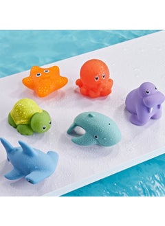 Mold Free Infant Bath Toys, 6pcs No Hole Cute Ocean Sea Animal Bathtub