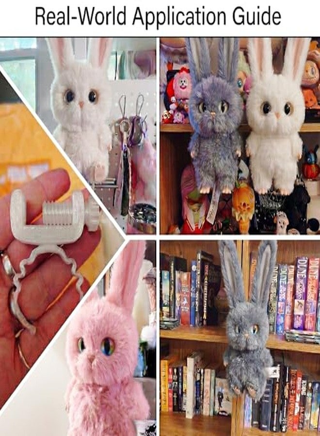 MDOWOK Floating Doll Holder for Shelves & Desktops: Invisible Display Clamp with Universal Fit for 2-7" Figures, Floating Design, Edge-Mount S Size for Furniture (0.3-1.0" Thick) (S Type Fit 2-7" Dolls 4 Set White) - Image 5