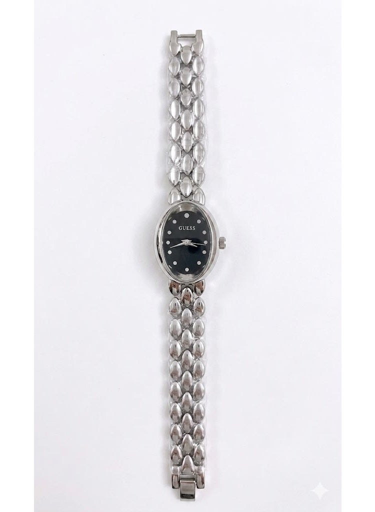Guess Women's G-Lux Silver Bracelet Watch with Black Dial, GW0012L1 - Image 1