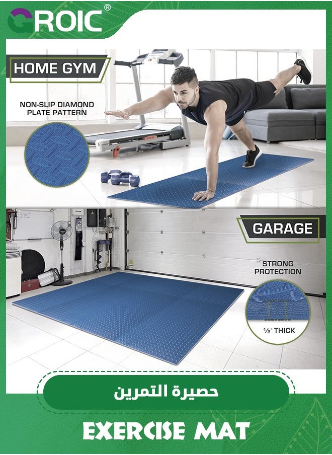 GROIC 12 Pack Puzzle Exercise Floor Mat, EVA Foam Mats with Interlocking Floor Tiles, 12'' x 12'' Foam Gym Mat, Protective Flooring Mats Interlocking for Home and Gym Equipment (Navy Blue)  - Image 4