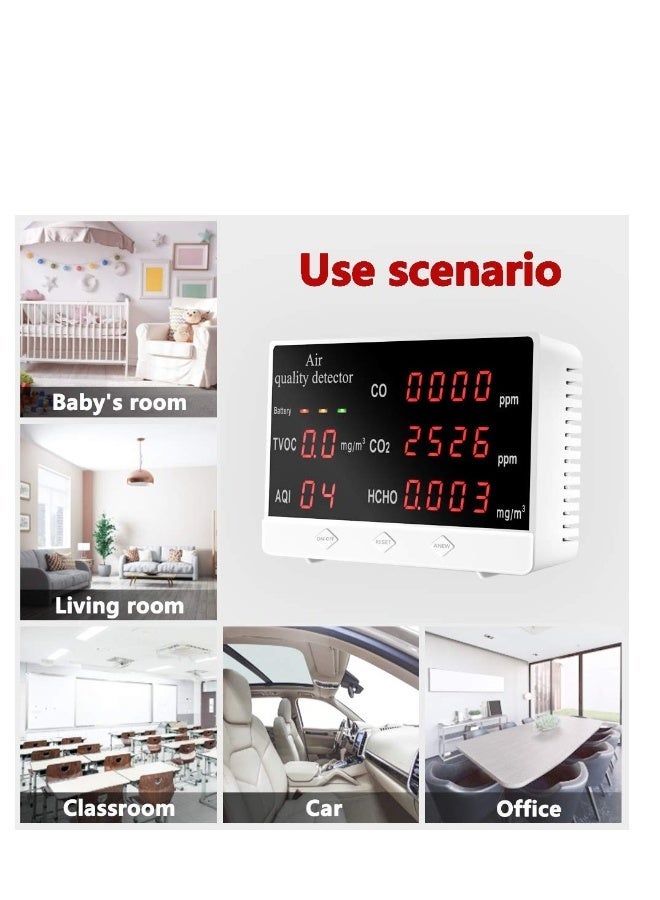 Air Quality Monitor, Multifunctional Air Gas Detector, Professional Tester for CO2 Formaldehyde(HCHO) TVOC/AQI, Real Time Datau0026Mean Value Recording, for Home School Office Car - Image 4