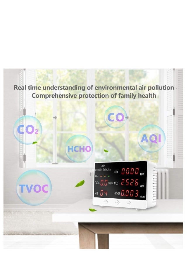 Air Quality Monitor, Multifunctional Air Gas Detector, Professional Tester for CO2 Formaldehyde(HCHO) TVOC/AQI, Real Time Datau0026Mean Value Recording, for Home School Office Car - Image 5