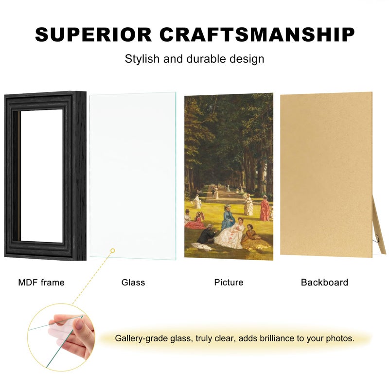 PEALSN 11x14 Picture Frame with Real Glass Front and Black Backboard, Wall Gallery Photo Frames for Wall Mounting or Tabletop Display - Image 3