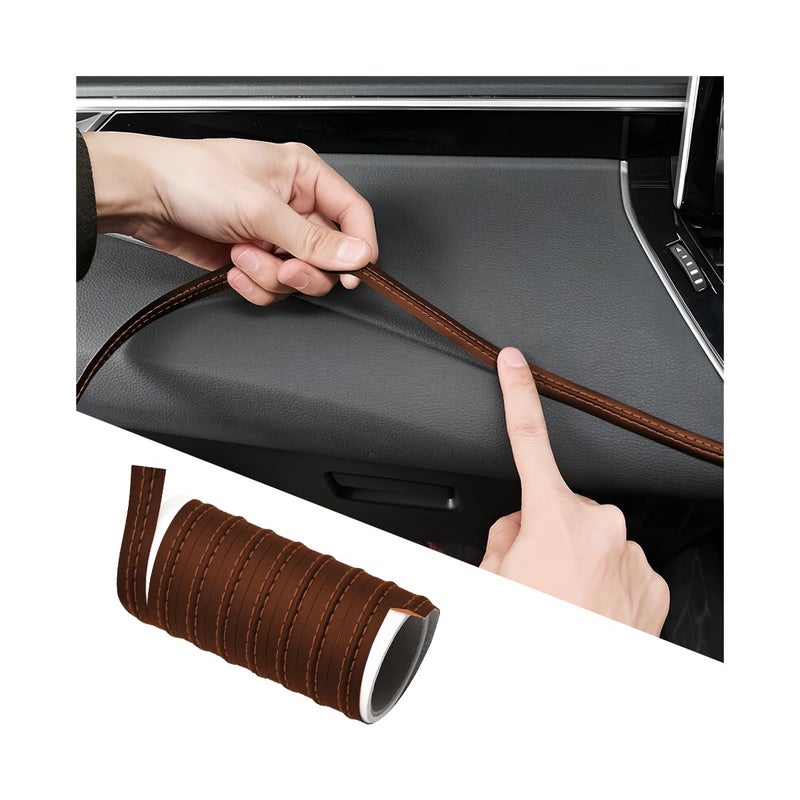 BESULEN 984FT3M Automobile Interior Trim Strip Leather Decorative Line Car Interior DIY Flexible Gap Moulding Trim Sticker Door Air Outlet Dashboard Strips for Vehicles SUV Truck RV Brown - Image 3