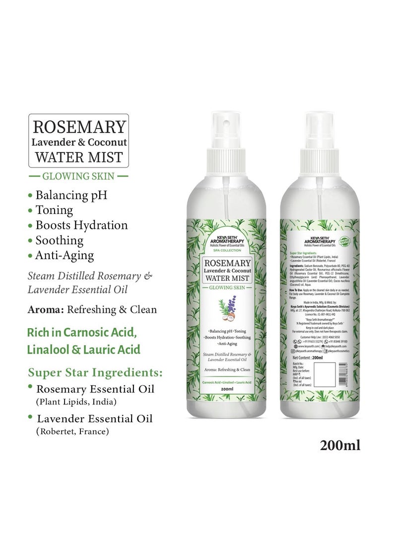 KEYA SETH AROMATHERAPY, DEVICE OF DROP Keya Seth Aromatherapy Rosemary Lavender Coconut Water Mist Spray Face Toner Glowing Skin Hydration Soothing Anti Aging Distilled Essential Oil 200ml  - Image 2