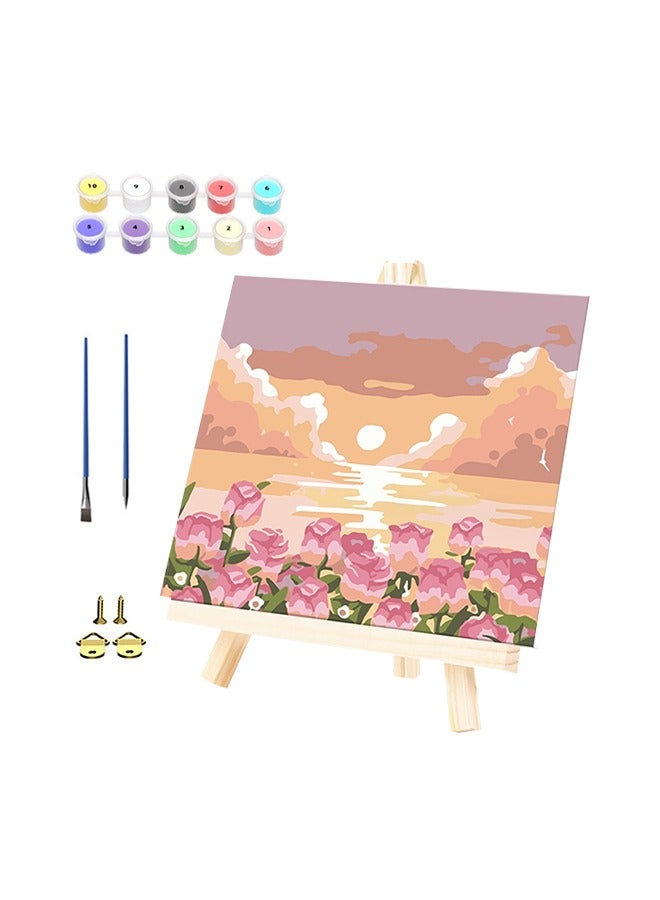 Diy Digital Painting Tool Set With Picture Frame, Brush  Paint, Easy To Learn, Suitable For Children Over 3 Years Old, Boys Girls  - Image 1