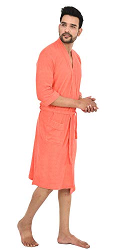 Bhondubagus Terry Cotton Mens BathgownBathrobe_Peach - Image 1