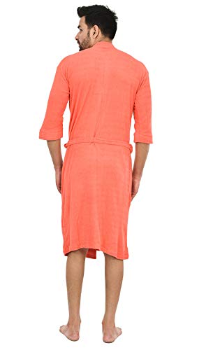 Bhondubagus Terry Cotton Mens BathgownBathrobe_Peach - Image 5